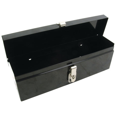 A black, rectangular Sparex tool box (Sparex Part No. S.75928) with its lid open, revealing the empty interior and a silver latch on the front.