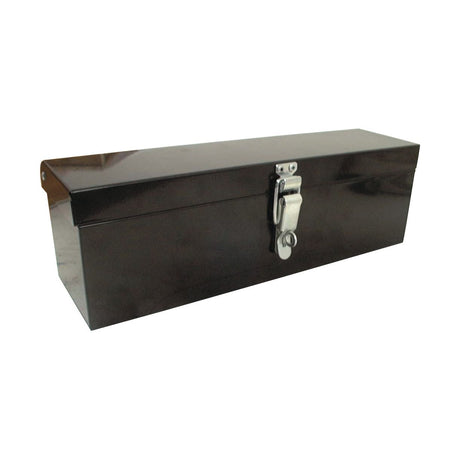 The Tool Box (Sparex Part No. S.75928) by Sparex is a rectangular black metal tool box that features a central latch for securing the lid.