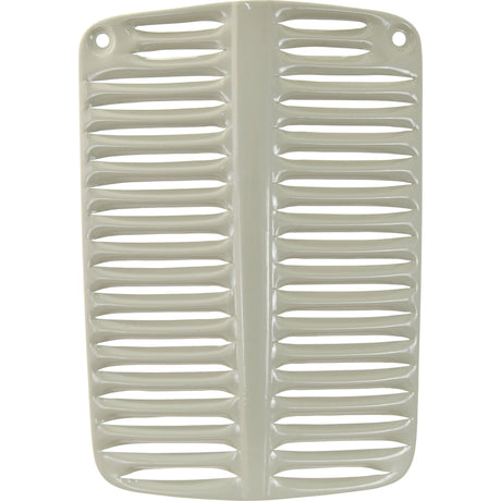 A white plastic louvered vent cover featuring multiple horizontal slats and two mounting holes at the top, similar in design to the Sparex Front Grille (Part No. S.75936) as found on Massey Ferguson tractors.