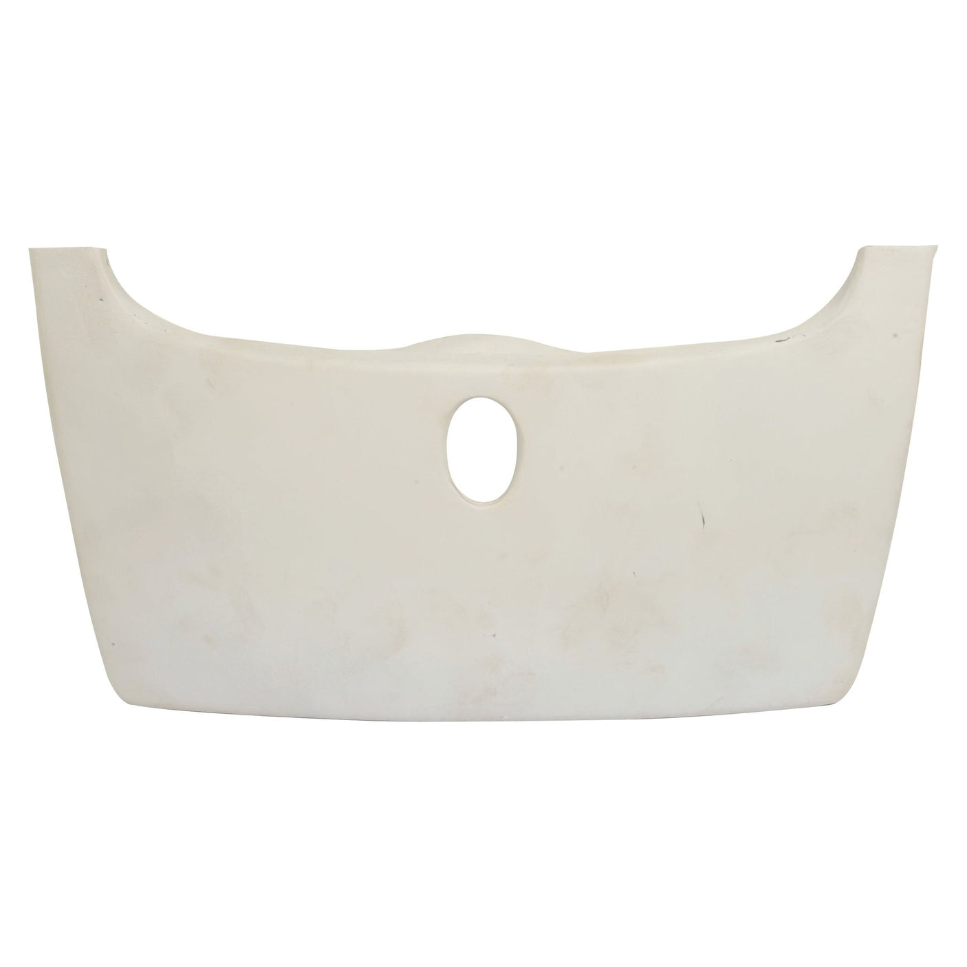 A white, slightly curved piece of plastic with a central circular cutout, perfect for integrating into the Sparex Lower Panel (Part No. S.75939) for Massey Ferguson.