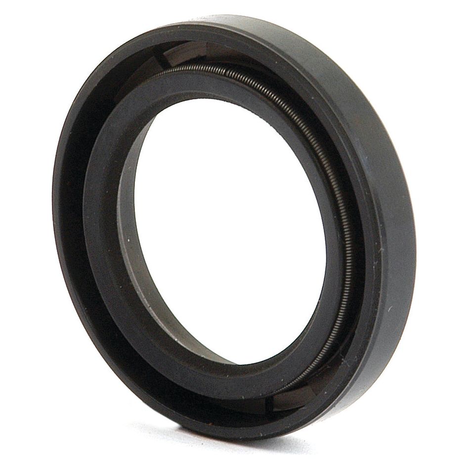 The Sparex Imperial Rotary Shaft Seal (Part No. S.75941) is a black, circular rubber oil seal featuring a visible metal spring coil inside, designed with a single lip for optimal performance in John Deere machinery. This seal measures 1'' x 1 1/2'' x 1/4''.