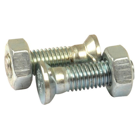 Two silver hex bolts with threaded shafts are placed parallel to each other against a white background, showcasing the exemplary design of the Sparex Bolt Kit, Replacement for Dowdeswell (Part No. S.76222).