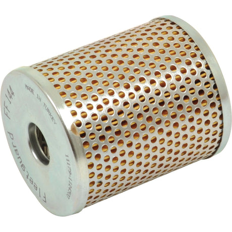 A cylindrical metal filter featuring a perforated outer layer and solid end caps, the Sparex Fuel Filter - Element - FF144 (Sparex Part No. S.76321) is engineered to efficiently manage fuel flow.