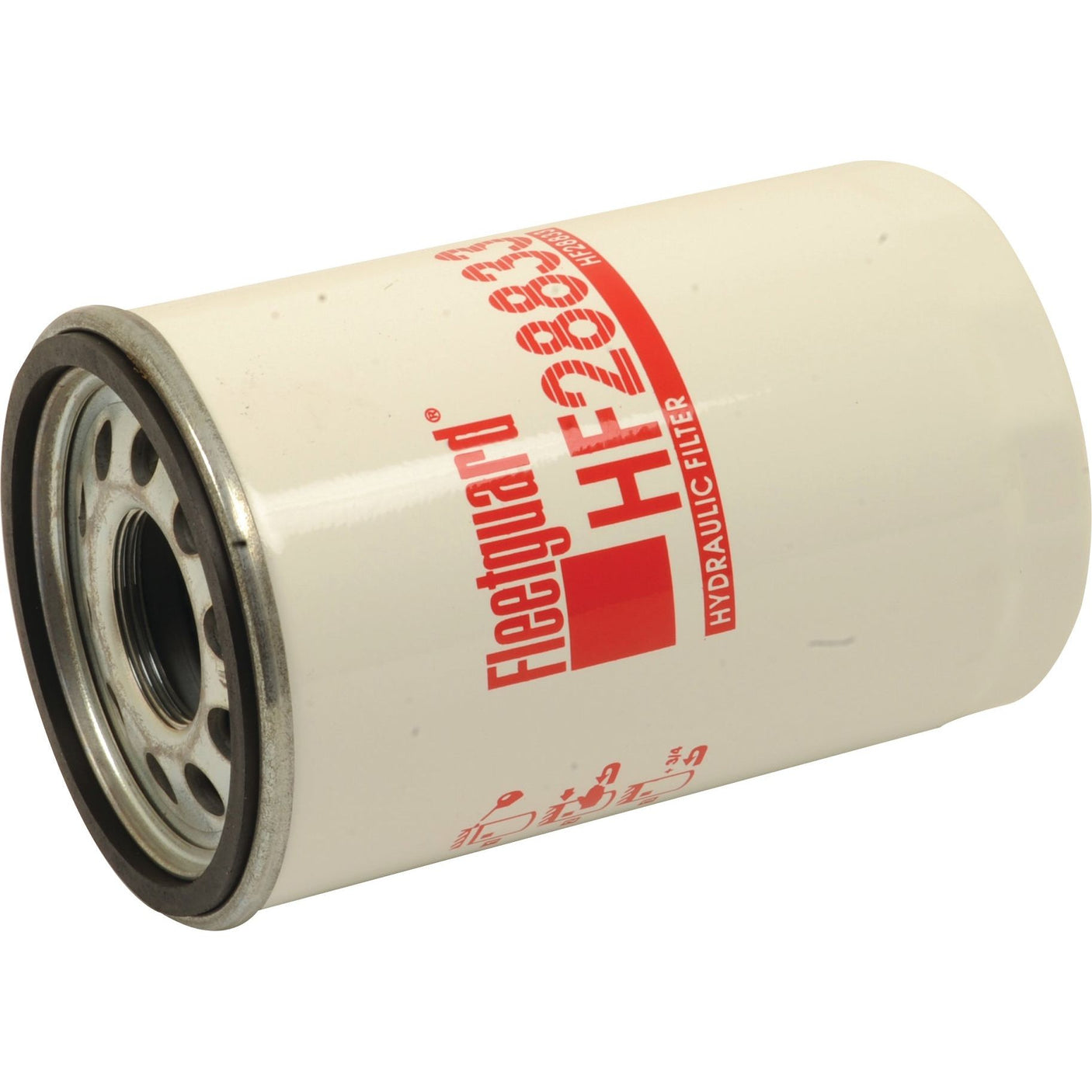 A cylindrical hydraulic filter branded as "Sparex" features the product code "HF28833" prominently printed on its white body, coupled with a metallic base with multiple holes. Designed for secure and efficient installation, it is equipped with an M40 x 2.00 INT thread size. The product is also known by its Sparex Part No.S.76413.