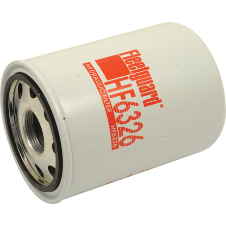 A Sparex hydraulic filter, model HF6326 (also known as Sparex Part No.S.76448), features a white housing with red lettering and is specifically designed for Ford New Holland applications.