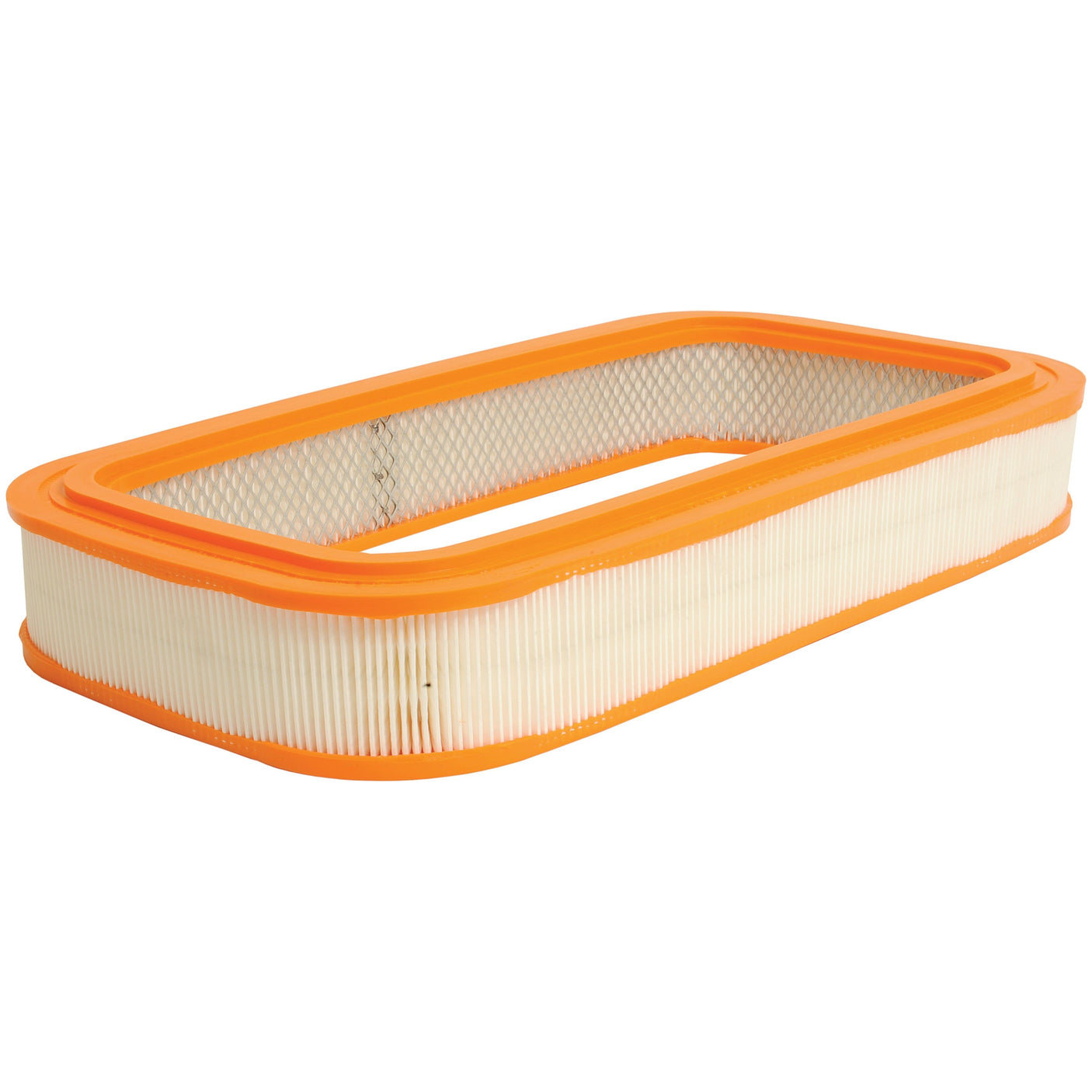 Sparex Dust Filter | Sparex Part No.S.76461: A rectangular automotive air filter with orange trim, pleated white filter material, and advanced dust-filter capabilities.