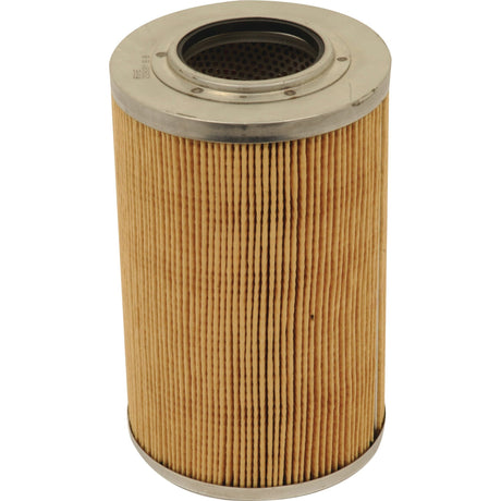 A cylindrical, pleated, beige filtration solution with metal end caps, designed for use in filtration systems: the Hydraulic Filter - Element - HF6165 by Sparex (Sparex Part No. S.76535).