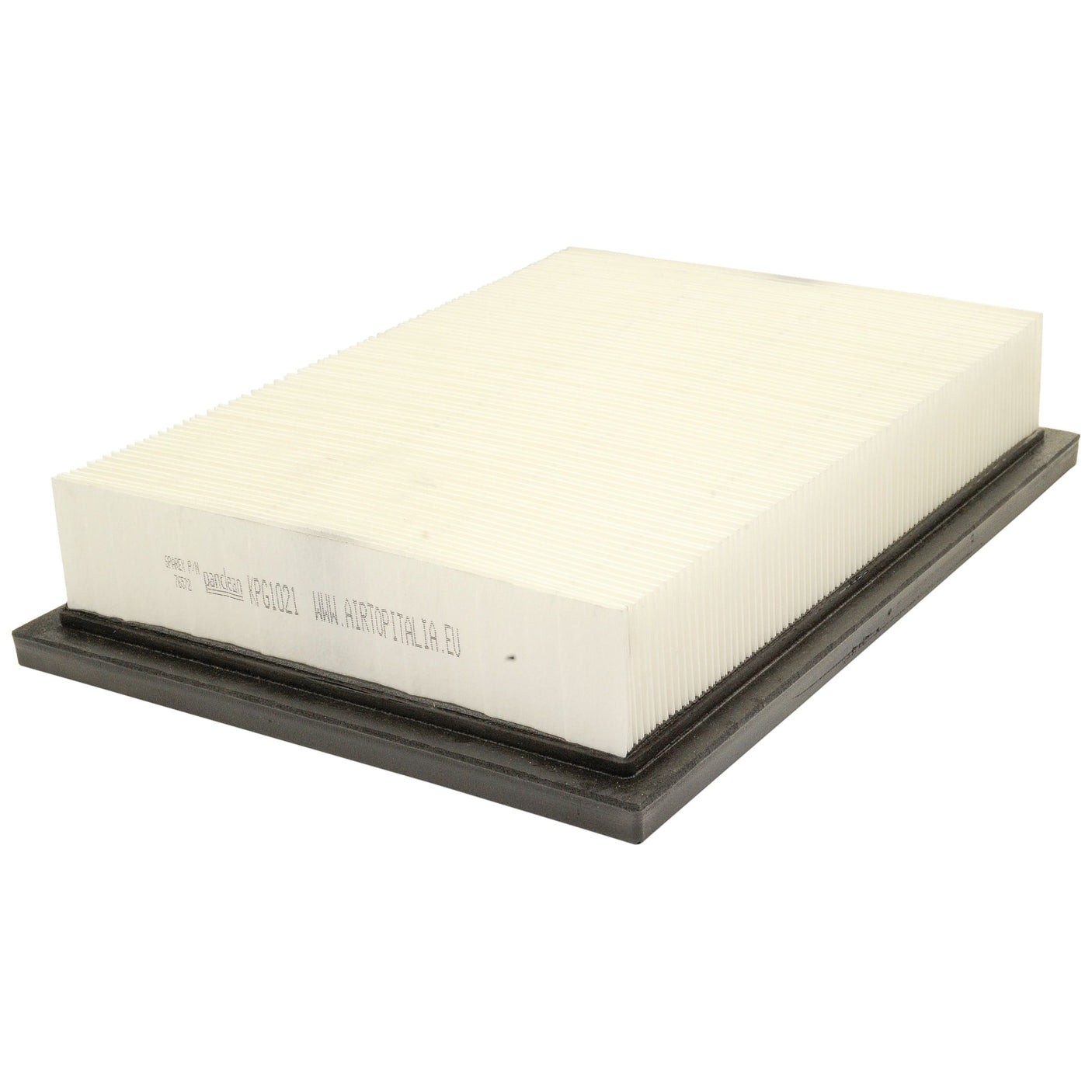 A white rectangular air filter with a black base from the brand Sparex, featuring advanced carbon media for enhanced performance, available under the name Dust Filter | Sparex Part No.S.76572.