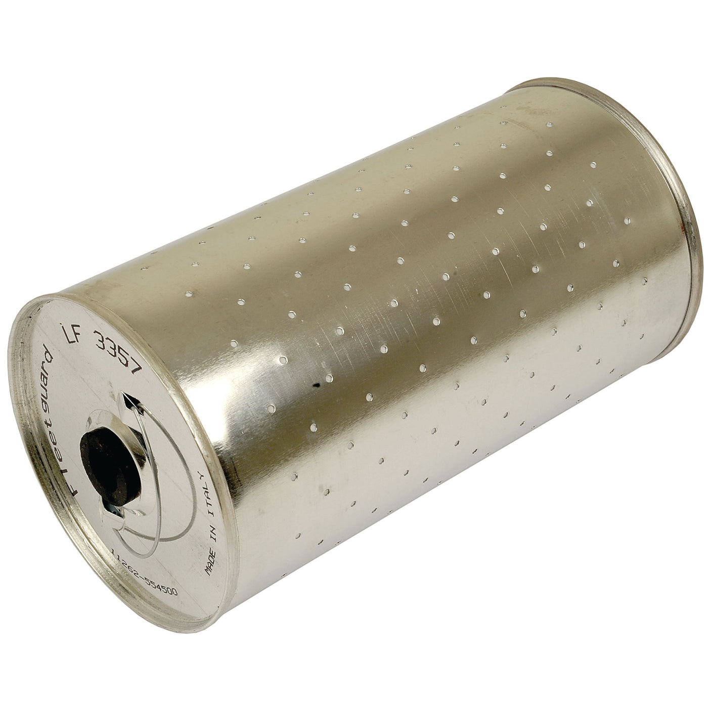 A cylindrical Sparex metal air filter with small perforations and a valve on one end. The top reads "LF 3357," which corresponds to the Sparex Oil Filter - Element (Part No. S.76600), suitable for Claas DOMINATOR machinery.