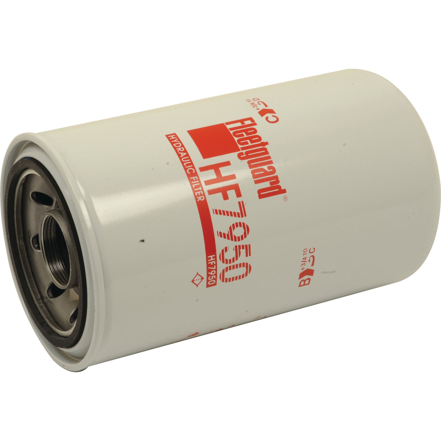 A white cylindrical hydraulic filter with the brand name "Sparex S.76704 HF7950" printed in red, suitable for Massey Ferguson 3383386M92.