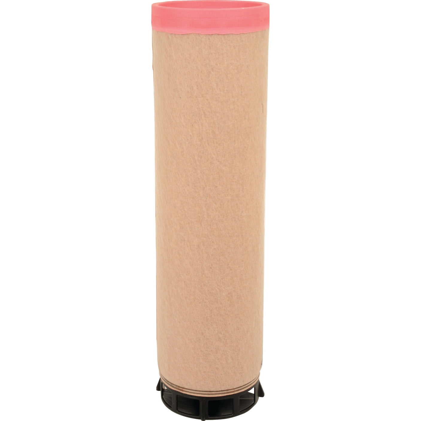 A cylindrical Sparex air filter (Air Filter - Inner - AF26396 | Sparex Part No. S.76827) features a pink top and black base, with the body covered in beige material, making it ideal for AGROTRON applications.