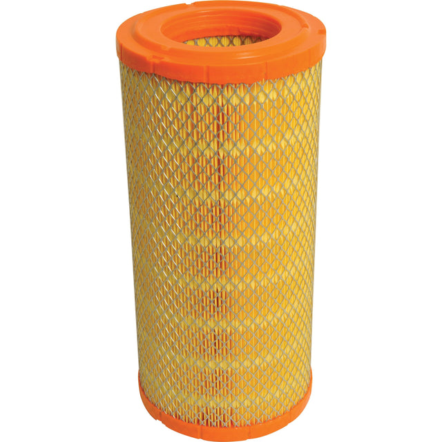 The Air Filter - Outer (Sparex Part No. S.76873) from Sparex features a cylindrical design with a yellow mesh body and orange rubber ends, making it perfect for Case IH machinery.