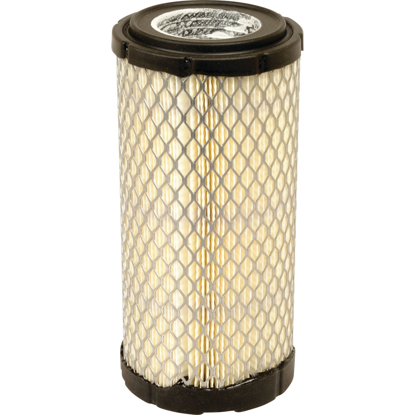 A Sparex Air Filter - Outer - AF25550 (Sparex Part No. S.76994) featuring a cylindrical design with a mesh exterior and black caps on both ends.