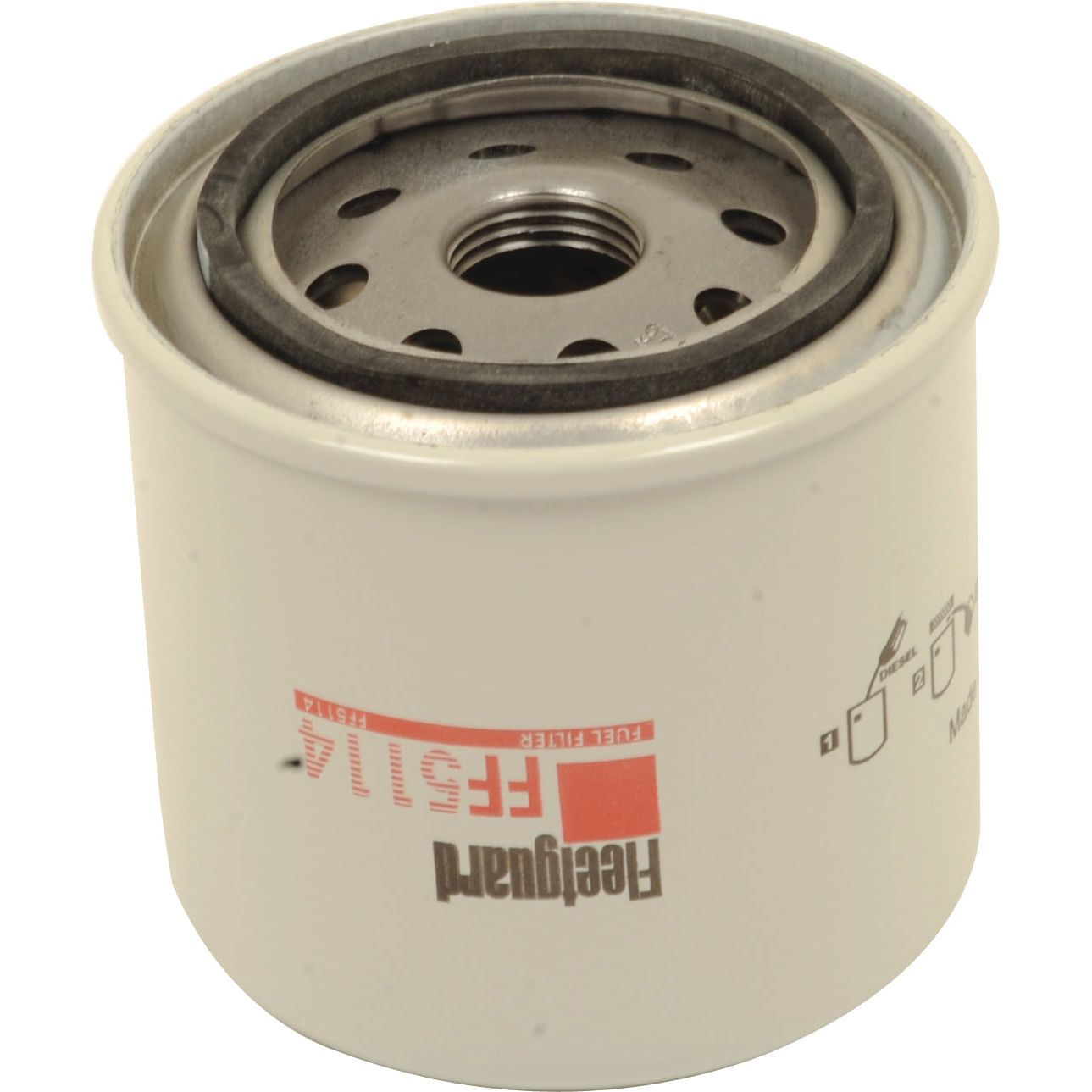 A reusable spin-on fuel filter with a metallic body and threaded inlet/outlet holes, labeled "Sparex" and product code "S.76995.