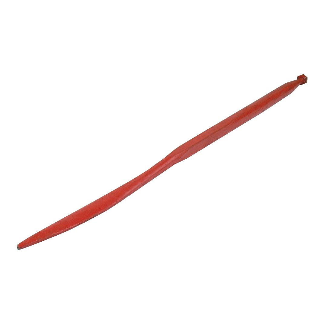 A Sparex Loader Tine - Straight - Spoon End 1100mm, designed for prying and excavation tasks with a thread size of M20 x 1.50 (Square), ensures durability and efficiency in tough applications. This red metal digging bar fits as KK221156 - S.77005 and offers a maximum torque of 450Nm, making it ideal for demanding jobs.