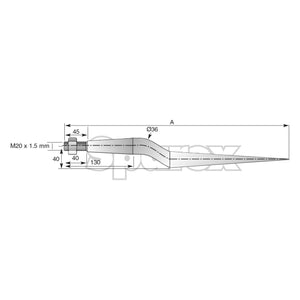 Loader Tine - Cranked 910mm, Thread size: M22 x 1.50 (Star)
 - S.77009 - Farming Parts