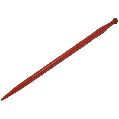 A red Loader Tine - Straight 810mm with a tapered, hexagonal head and M22 x 1.50 fluted metric thread, from the Sparex brand (product code: 878665M1 - S.77023) is shown against a white background, ideal for construction or paving purposes.