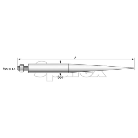 Loader Tine - Straight 1,100mm, Thread size: M20 x 1.50 (Round)
 - S.77047 - Farming Parts