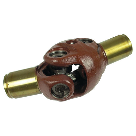 A Yoke Assembly, bearing Sparex Part No. S.7709, from the brand Sparex, composed of brown and gold components, is employed in 4WD machinery such as Case IH / International Harvester to transmit rotational power between misaligned shafts.