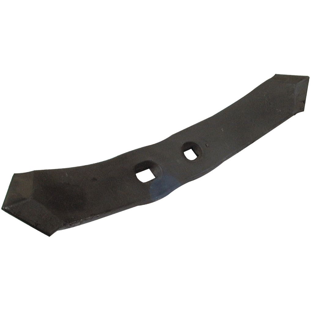 A reversible Sparex lawn mower blade measuring 350x50x10mm with two rectangular holes spaced 55/60mm apart, fitting Universal Tractors and featuring a Hole Ø 12mm (Sparex Part No.S.77112).