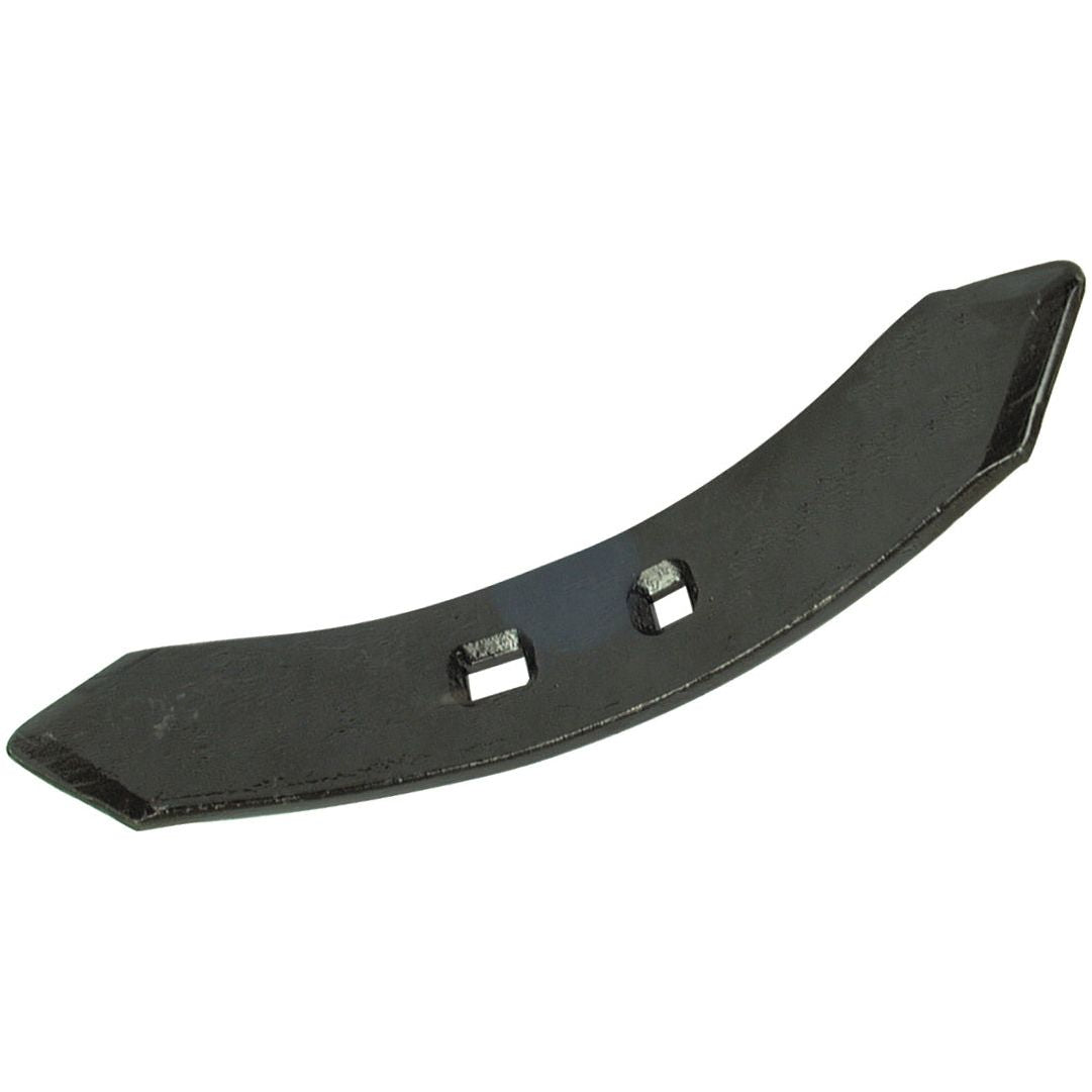 The Sparex Reversible Point (Part No. S.77177) is a 335x65x10mm curved metal piece with two rectangular holes (hole centers 56/60mm) near its center and pointed ends, making it ideal for heavy-duty fasteners and perfect for universal tractors.