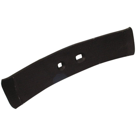 The Sparex Reversible Point (Part No. S.77187), a curved black metal blade measuring 380x85mm with two rectangular cutouts and a 60mm center hole spacing, is compatible with heavy-duty fasteners and designed to fit Bomford models.