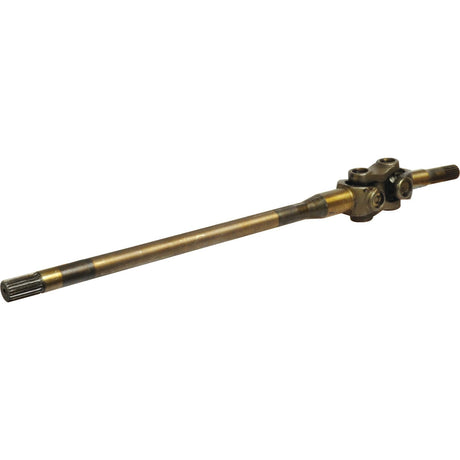 A bronze-colored, metal Axle Shaft Assembly with universal joints at one end and splined ends on both sides, suitable for Ford New Holland tractors (Sparex Part No. S.7718) from Sparex.