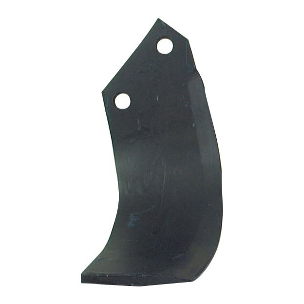 The Sparex Rotavator Blade Curved LH 80x7mm, with a height of 205mm and two attachment holes with centers at 57mm and diameters of 13.5mm, is designed for durability and is compatible with Breviglieri Howard models as part number 9948.