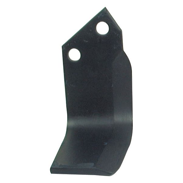 A Sparex Rotavator Blade Square LH 80x9mm Height: 175mm with two holes at the top (51mm apart) and a curved segment at the bottom, hole diameter of 16.5mm, compatible with Howard HR40SUPER models.