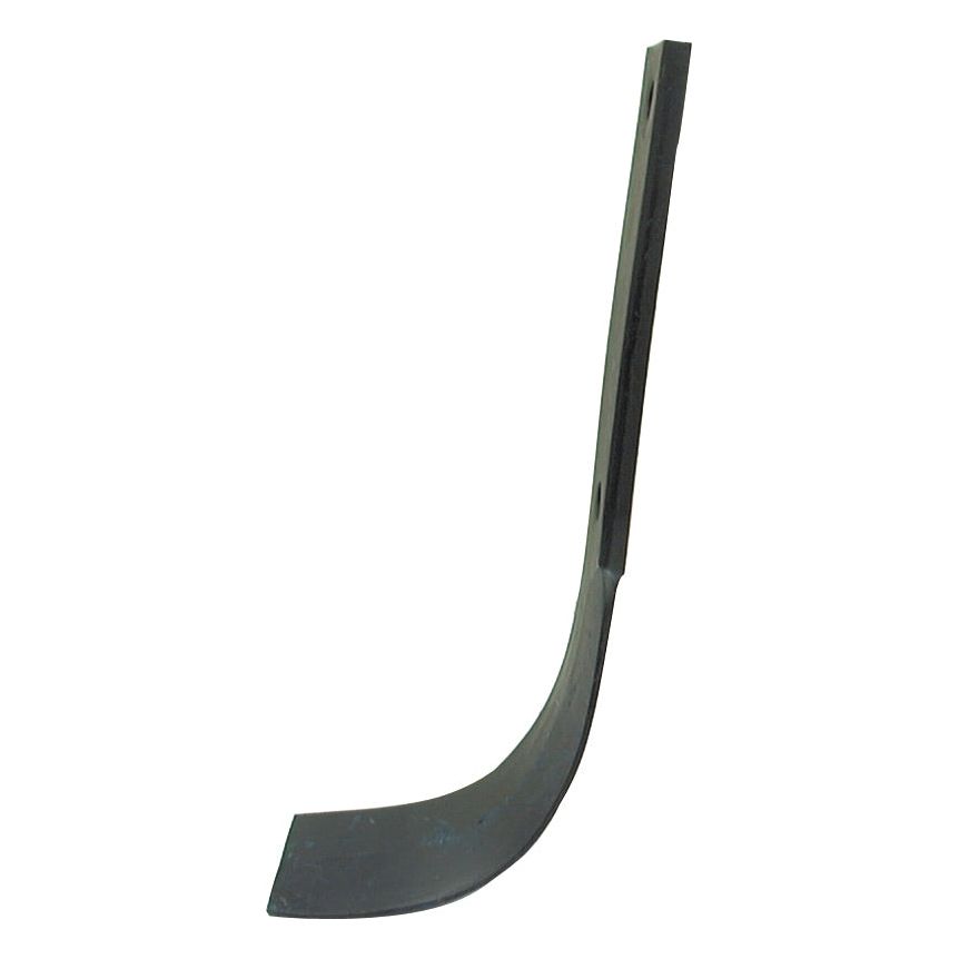 The Sparex Rotavator Blade Curved LH, measuring 40x8mm with a height of 265mm, hole centers at 115mm, and an 11.5mm hole diameter, is a black metal part designed for agricultural or industrial machinery. It is an ideal replacement for Dowdeswell and Howard machinery and pairs perfectly with Sparex Fasteners. This blade fits models such as the 9941 (Sparex Part No. S.77234).