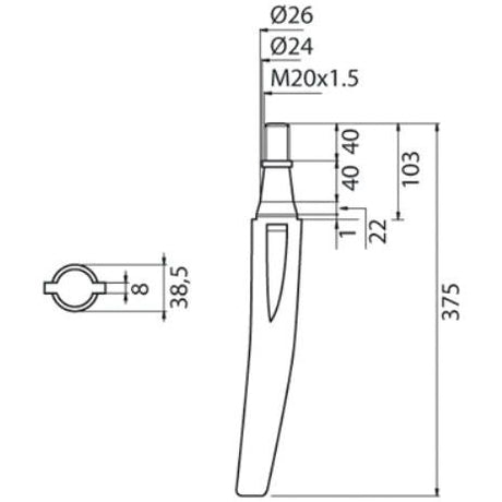 Power Harrow Tine 372mm. LHReplacement for Krone
 - S.77253 - Farming Parts