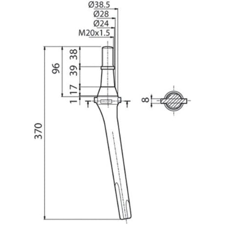 Power Harrow Tine 370mm. Replacement for Krone
 - S.77254 - Farming Parts