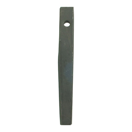 A rectangular metal piece with a beveled edge and a single small circular hole near one end, shown against a plain white background, is possibly compatible with models like the Kuhn HR240 and identified as the Sparex Power Harrow Tine 320mm (replacement for Kuhn 52503700 | Sparex Part No. S.77255).