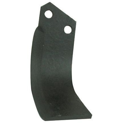 A black metal agricultural blade, known as the Rotavator Blade Square RH 70x8mm from Sparex, features two mounting holes spaced 46mm apart and is compatible with Breviglieri 30412 and Universal Tractors.