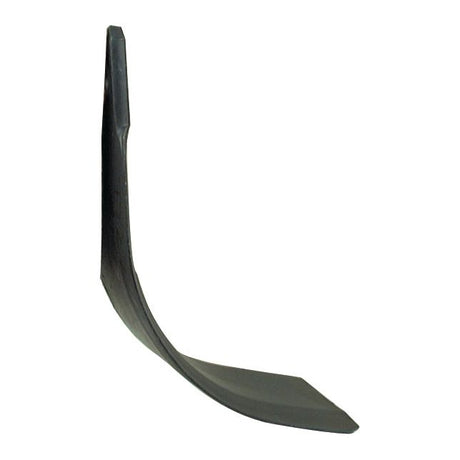 A black, curved Rotavator Blade Curved RH 80x8mm, similar to Sparex Part No. S.77274 and a replacement for Maschio 01110426, standing upright on a white background.