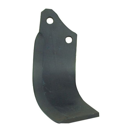 The Sparex Rotavator Blade Curved RH, measuring 80x8mm with a height of 225mm, features two 14.5mm circular holes spaced 56mm apart, and is compatible with Sparex fasteners as a replacement for Maschio part number 01110426 (Sparex Part No. S.77274).