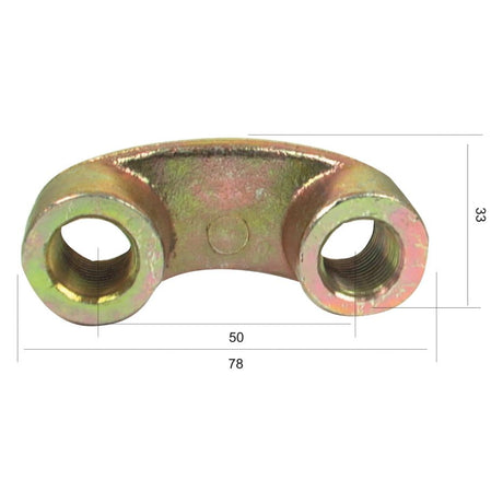 The Securing Plate M16 x 1.50, featuring two threaded holes with a 50mm center distance, measures 33mm in height and 78mm in width. This component is compatible with Sparex Fasteners and serves as the Primary OE Reference for Maschio DC machinery under part number 38100218 (Sparex Part No. S.77288).