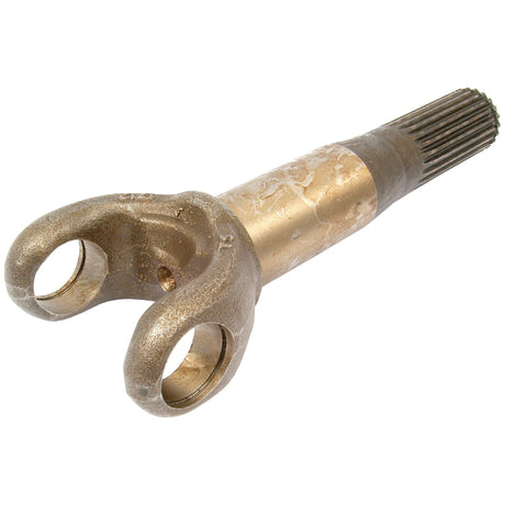 A metal axle shaft assembly, featuring a splined end and two circular openings for mounting, specifically designed for compatibility with Carraro components. This product is named "Axle Shaft Assembly" and is listed under Sparex Part No. S.7735 from the brand Sparex.