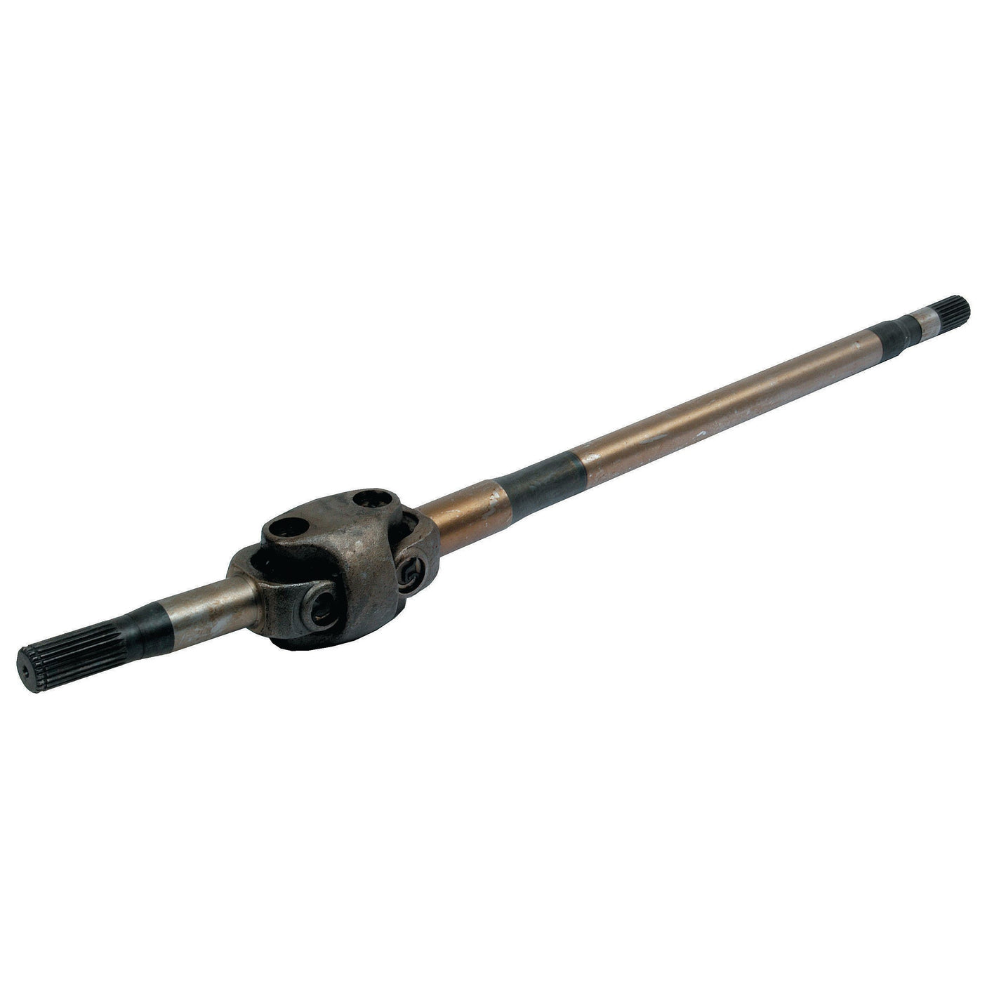 Introducing the Sparex Axle Shaft Assembly (Part No. S.7738) featuring a metal universal joint drive shaft with splined ends and a central pivot mechanism, ideal for integration into Case IH and Ford / New Holland axle shaft assemblies.