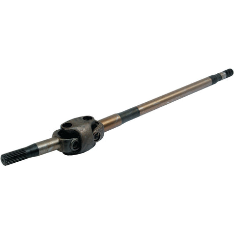 The Axle Shaft Assembly | Sparex Part No.S.7745, branded by Sparex, is a metallic drive shaft ideal for FARMALL tractors, featuring a central joint for transmitting rotational motion between two shafts.