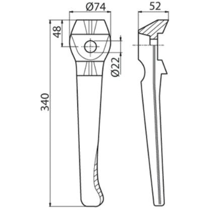 Power Harrow Tine 340mm. RHReplacement for Lely
 - S.77571 - Farming Parts