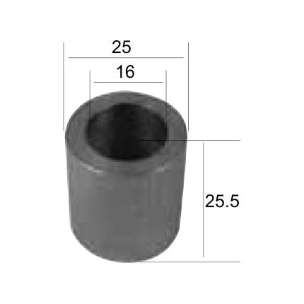 A black and white cylindrical component, identified as "Collar ID: 16mm, OD: 25mm, Length: 25.5mm," serves as a replacement for Bomford and Kuhn machinery. This part corresponds to OE reference 0280701 and is associated with the Sparex brand under Part No. S.77579.