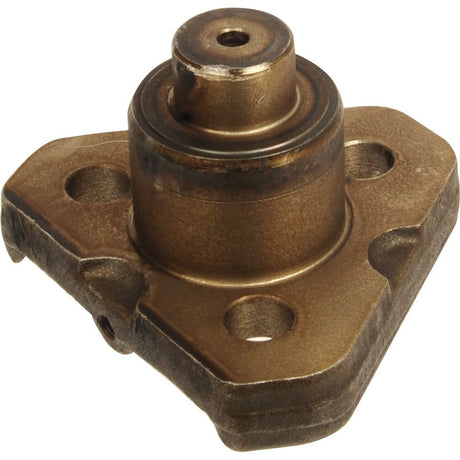 King Pin - S.7767 by Sparex is a bronze-colored metal flange bearing featuring three mounting holes, and it is compatible with 28mm metric fittings, making it ideal for various applications.