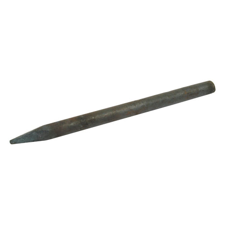 A rusted Dutch Harrow Tooth with a 1-inch by 15-inch cylindrical body and pointed tip, resembling the Sparex part no. S.77809 (1027627N), lies horizontally on a white background.