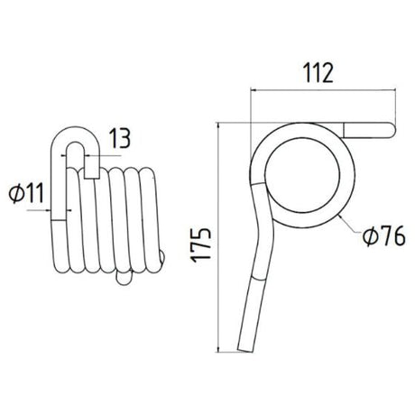 Tedder haytine - LH -  Length:175mm, Width:14mm,⌀11mm - Replacement for Vicon, Rivierre Casalis
 - S.77902 - Farming Parts