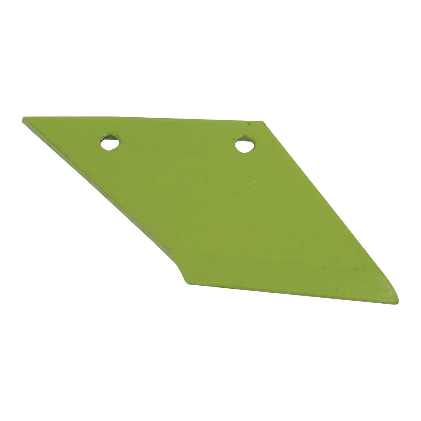 A green, metal, angular component with two circular holes near one edge, compatible with Dowdeswell 801278 specifications; Product: Sparex Wing - LH (Dowdeswell), Part No. S.77989.