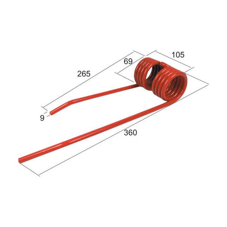 Tedder haytine - LH -  Length:360mm, Width:105mm,⌀9mm - Replacement for JF
 - S.78063 - Farming Parts