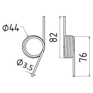 Technical drawing of a Tedder haytine, Sparex model S.78071, designed as a replacement for Centrac 328/MAT991, with dimensions: length 117 mm and wire diameter 3.5 mm.