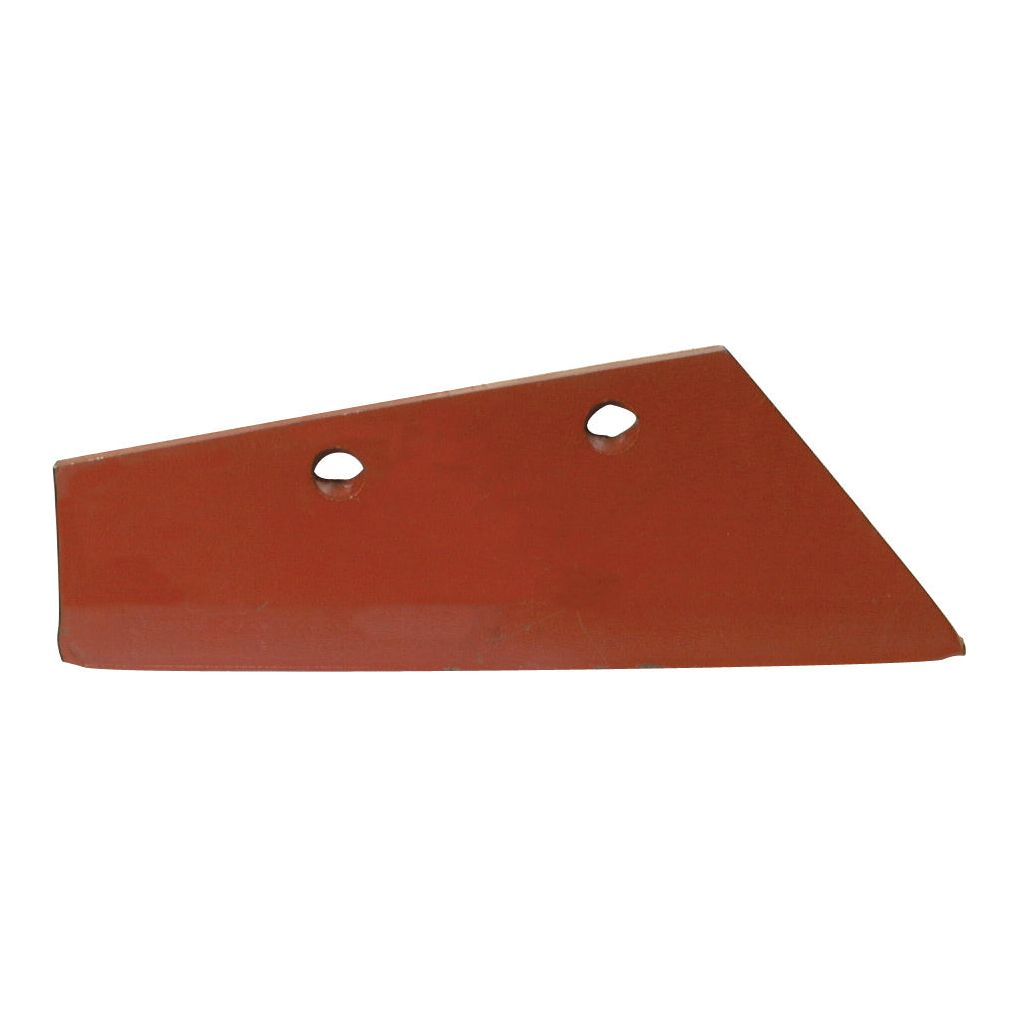 A red, triangular metal piece with two circular holes, the Sparex Skim Point - RH (Naud) 04032104D (Part No. S.78126), ideal for use as fasteners in various projects.