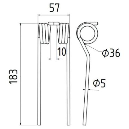 Pick-Up Haytine - - -  Length:183mm, Width:57mm,⌀5mm - Replacement for Mengelle
 - S.78133 - Farming Parts